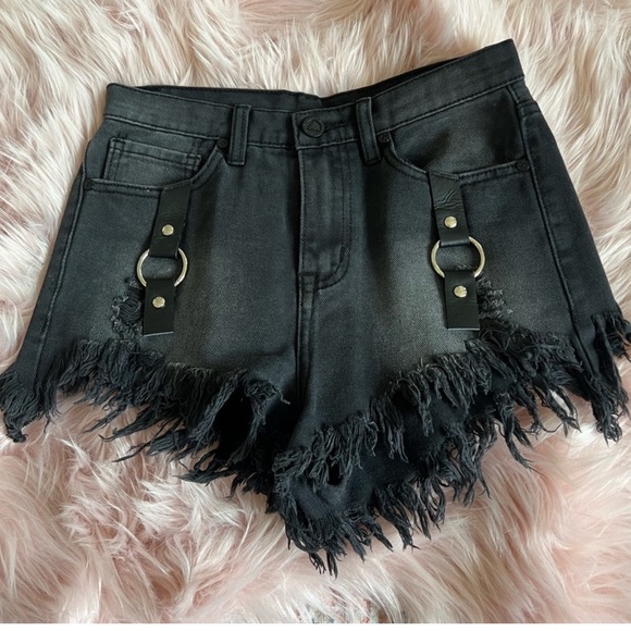 UNIF black denim shorts 24